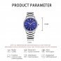 TOP Quality Business Men Blue Watches Full Stainless Steel Quartz Clock Calendar