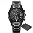 Pilot Mens Wrist Watch Chronograph Waterproof Stainless Steel Diver Geneva Quartz 11S9639G01