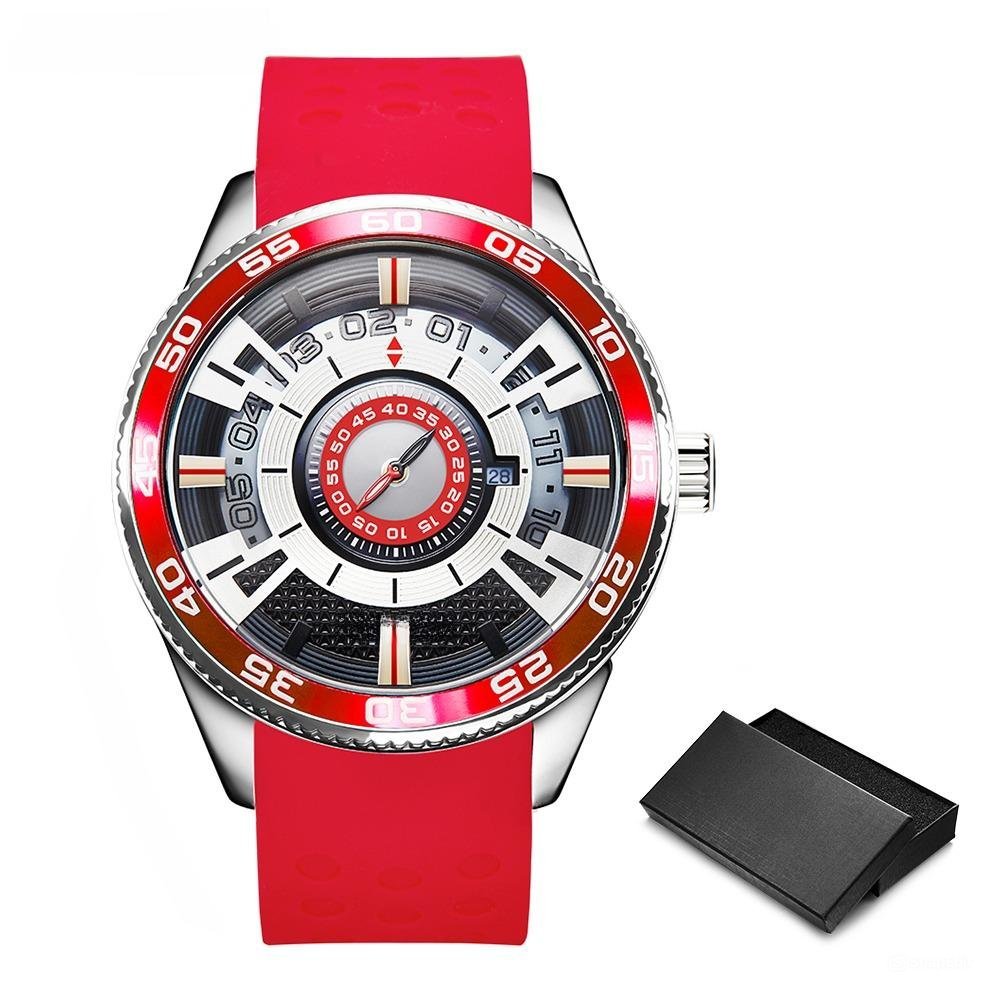 2021 Creative Car Dashboard Mens Red Watches Luxury 100% Stainless Steel Sports