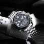 Mens Watches silverwhite Dual Display Analog Digital LED Waterproof 316 Steel Chronograph