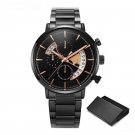 Luxury Business Mens Black Watch Unique Design Calender Chronograph Quartz Clock