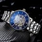 Mens Blue Watches Mechanical Tourbillon Stainless Steel Strap Luxury Automatic