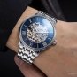 Mens Blue Watches Mechanical Tourbillon Stainless Steel Strap Luxury Automatic