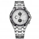 Mens Quartz Waterproof silverblack Watch 44mm Dial Plate Calendar Date Chronograph