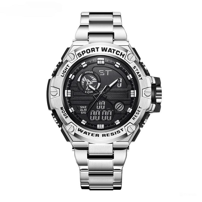 Digital Men silver Watch Military LED Quartz Clock Sports Big Best Gift