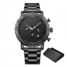Black Watches for Men 45MM Big Dial Stainless Waterproof Quartz Chronograph