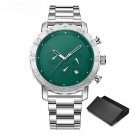 Green Watches for Men 45MM Big Dial Stainless Waterproof Quartz Chronograph