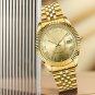 Iced Out Watch For Men Luxury Casual Golden Full Diamond Quartz Calender Clock