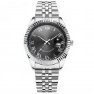 Iced Out Watch For Men Luxury Casual Silver Full Diamond Quartz Calender Clock