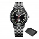 New Design Mens Watches black Quartz Original Calendar Week Display Stainless Steel