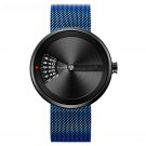 Mens blue Watches Fashion Original Design Creative Stainless Steel Mesh Strap
