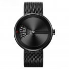 Mens black Watches Fashion Original Design Creative Stainless Steel Mesh Strap