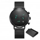 Luxury Creative Mens Blue Watches Luminous Quartz Sport Stainless Steel Strap Mesh