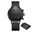 Luxury Creative Mens Red Watches Luminous Quartz Sport Stainless Steel Strap Mesh