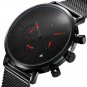 Luxury Creative Mens Red Watches Luminous Quartz Sport Stainless Steel Strap Mesh
