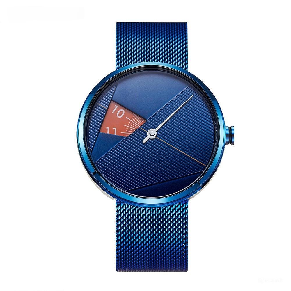 Men Watches 44mm Dial Plate Mesh Strap Stainless Steel Single Needle Quartz 11S9801G02