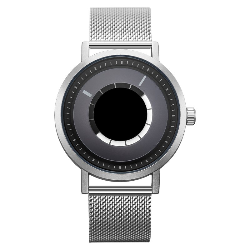 Creative Design Original Mens Silver Watches Fashion Mesh Strap Quartz Clock
