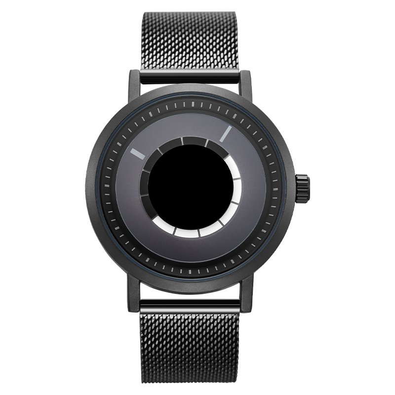 Creative Design Original Mens Black Watches Fashion Mesh Strap Quartz Clock