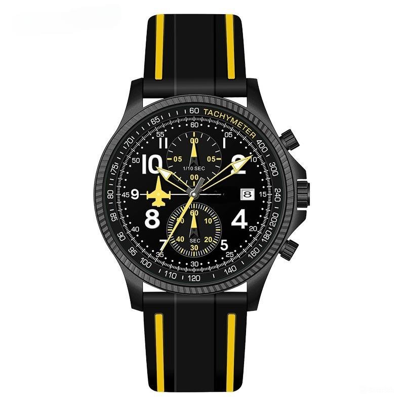 Creative Design Airplane Chronograph Mens Original Yellow Watches Geneva Calender