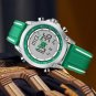 New Design Mens Digital green Watches Design Silicone Strap Quartz Chronograph