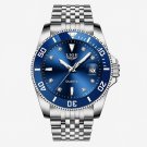 Fashion Silver blue Watch Men Automatic Mechanical Tourbillon Steel Waterproof