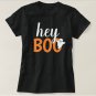 Hey Boo Orange Black Funny Halloween Ghost Womens T-Shirt