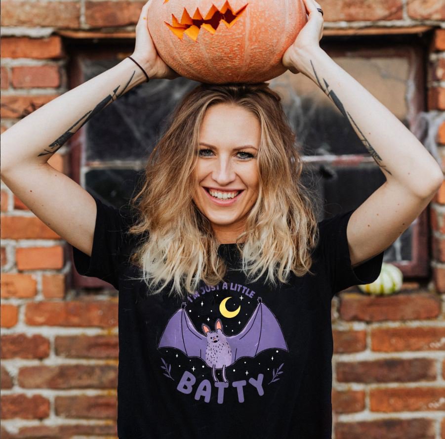 I'm Just A Little Batty Funny Halloween Bat Pun T-Shirt