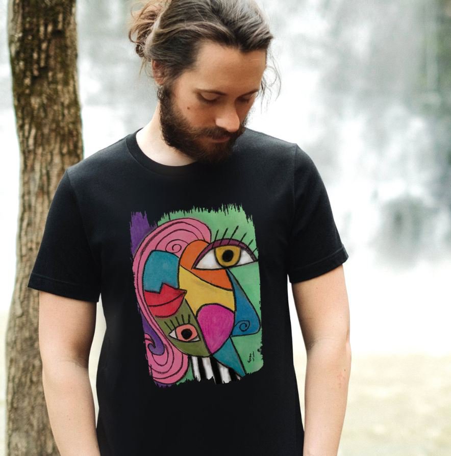 Abstract Face Colorful Artsy Fun Whimsical Modern T-Shirt
