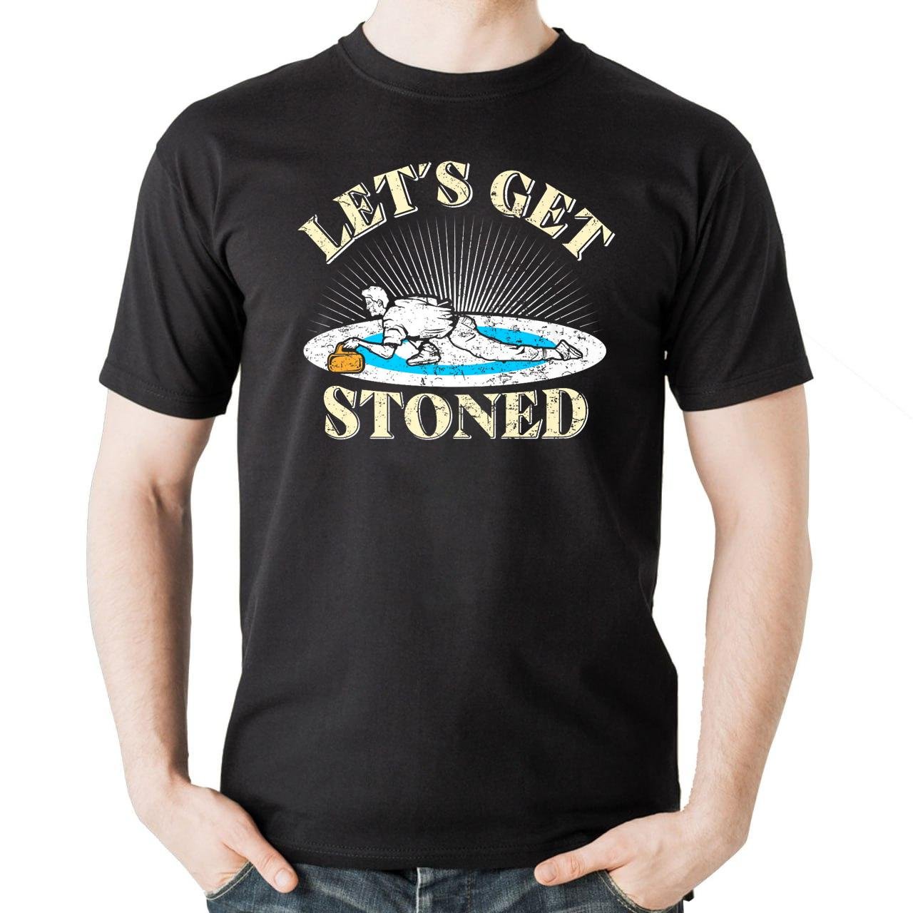 Curling Stone Let's Get Stoned Curler Sayings Curling Game T-Shirt