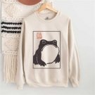 Organic Unisex Sweatshirt, Unimpressed Frog Sweatshirt- grumpy frog cottagecore Japanese Aesthetic