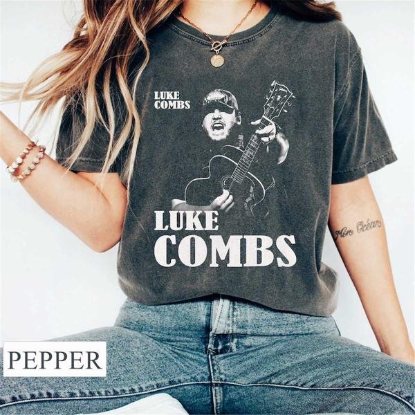 Luke Combs Concert Shirt, Luke Combs with Guitar Tee, Luke Combs Fan Gift, Music Tour Shirt