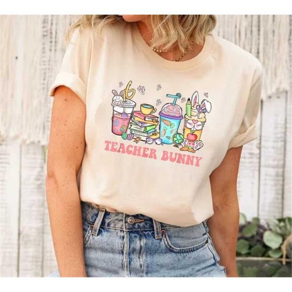 Teacher Easter Coffee Shirt Bunny Teacher Shirt Teacher Easter Gift Custom Teacher Shirt Cute Easter