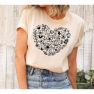 Flower Shirt, Flower Heart T-Shirt, Wildflowers T-Shirts, Botanic Shirt, Plant Lady Shirt, Floral Sh