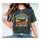 Gift for Airplane Lover, Easily Distracted by Airplanes, Aviation Shirt, Funny Pilot Shirt, Retro Vi