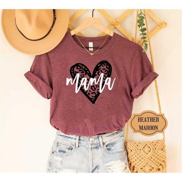 Heart Mama Shirt, Leopard Heart Mama Shirt, Mama Leopard Shirt, Mommy Shirt, Leopard Mom Shirt