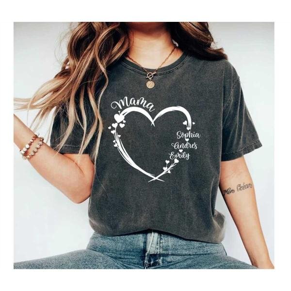 Personalized Mom Shirt, Custom Mama Shirt, Shirt With Kids Names, Gift For Mom, Mom Heart Shirt
