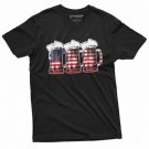 Men S Usa Beer Mug American Flag Pattern T Shirt Partying T-Shirt