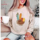 Happy Thanksgiving Crewneck, Thankful Teacher Funny Hand Turkey Sweatshirt, Thanksgiving School Outf