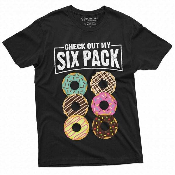 Men's Funny Donut Six Pack Workout Shirt Gym Funny Tee For Him Birthday Gift Humor Tee