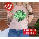 Green Lucky Leopard Design Shirt, St. Patrick's Day Lucky Thunder Shirt, Shamrock Lucky Lips Apparel