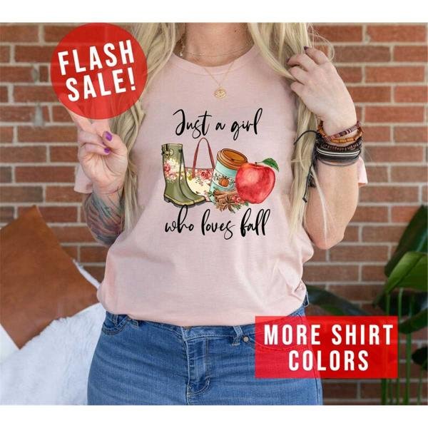 Cute Women Fall Shirt, Just A Girl Who Loves Fall Autumn Vibes Shirt, Hello Pumpkin Gift, Fall Girl 