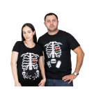 Halloween Skeleton Twins Maternity Costume Couple Matching Mens Skeleton T-Shirt