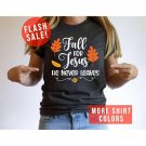 Christian Fall T-Shirt, Fall For Jesus He Never Leaves Autumn Vibes T-Shirt, Fall Season Shirt, Reli