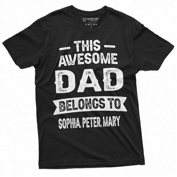 Men S Customizable This Dad Belongs To Your Names T Shirt T-Shirt