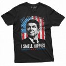 Men's I smell Hippies T-shirt Ronald Reagan US President Tee Funny Unisex Tee Shirt