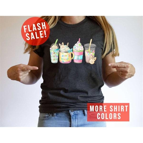 Coffee Addicts Easter Tee, Easter Coffee Lovers Shirt, Colorful Easter Coffee Gift, Bunny Loves Coff