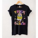 Halloween Shirt, Ghost Halloween Teacher Costume Trick or Teach Floral Retro T-Shirt, Halloween Part