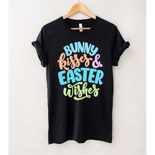 Cute Easter Shirt, Bunny Kisses Easter Wishes T-Shirt, Gift For Easter Day, Easter Bunny Outfit, Eas