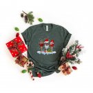 Christmas Wine Glasses Shirts, Three Glass of Red Wine Santa Hat Christmas For Men Women T-Shirt