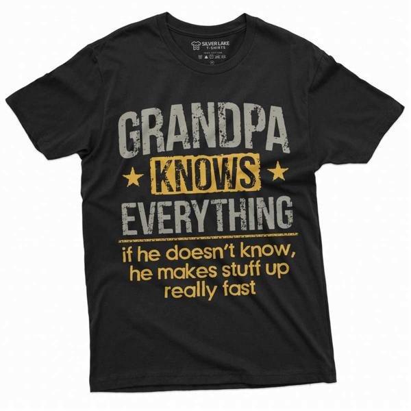 Men S Grandpa Knows Everything Funny Tee Shirt Father S Day T-Shirt